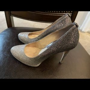 Silver and black ombré heels